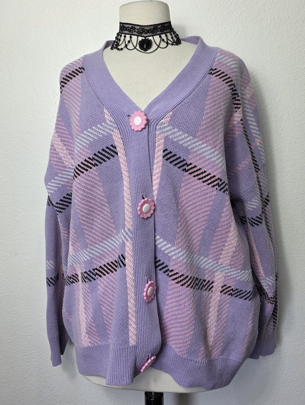 Lazy Oaf Flower Button Cardigan Sweater